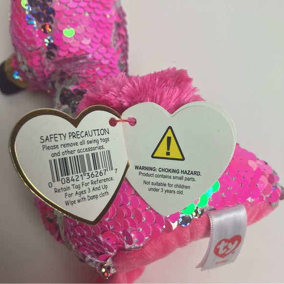 Ty Flippables Pinky Pink Flamingo Sequin Plush Toy 2018 Beanie Boo - Picture 5 of 10